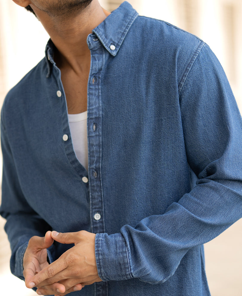 Blue Denim Full Sleeves Regular Fit Shirt