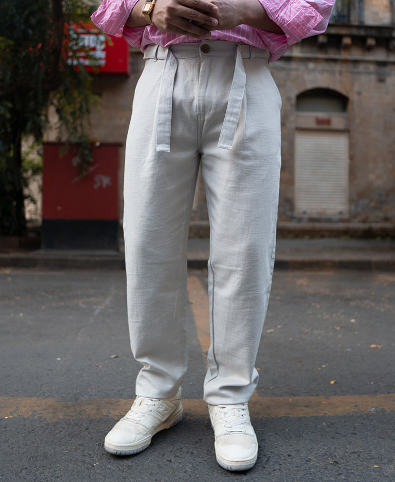 Grey Regular Fit Cotton Pant