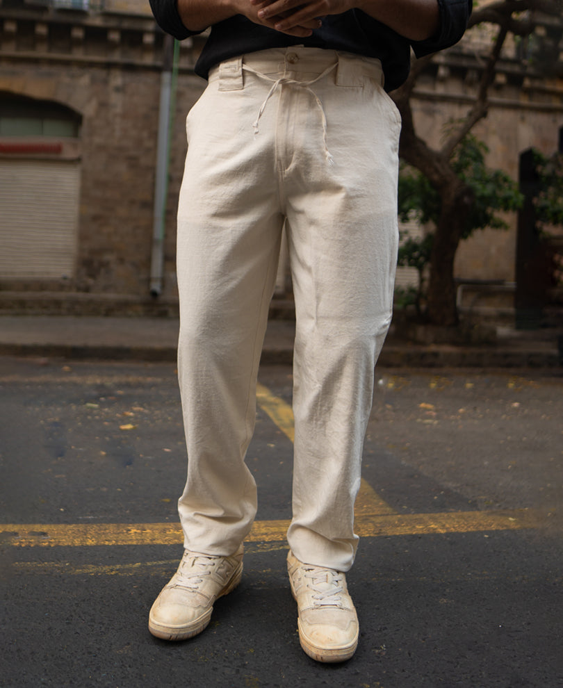 Cream Cotton Trousers