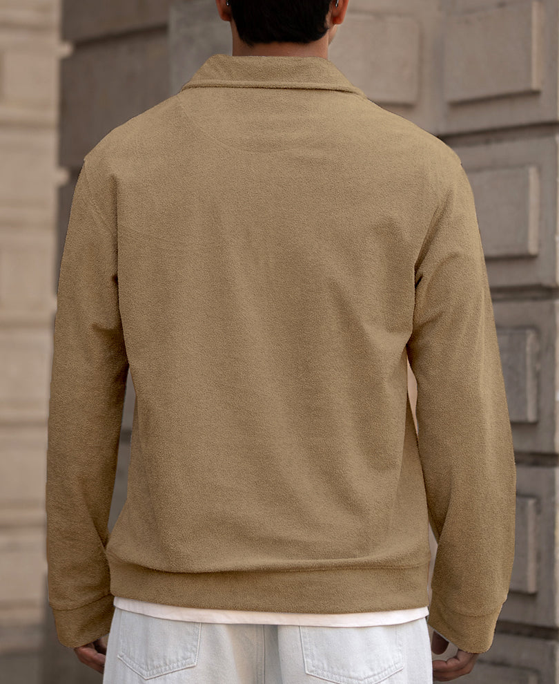 Camel Quarter Zip Polo T-Shirt