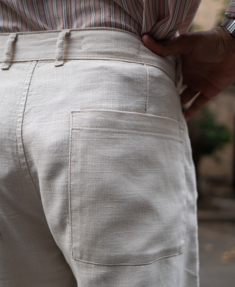 Cream Cotton Trousers
