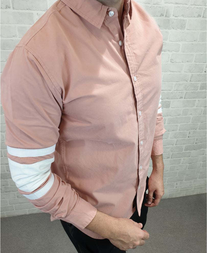 Peach Hand Stripes Full Sleeves Shirt