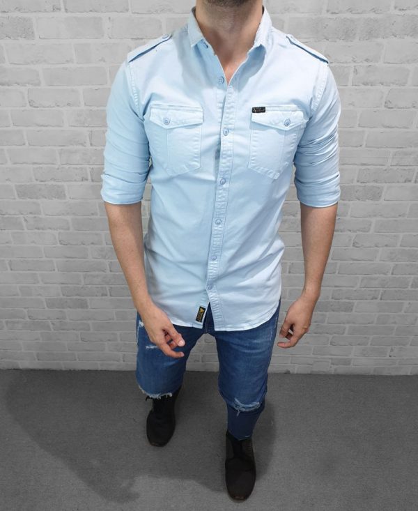 Sky Blue Plain Denim Shirt