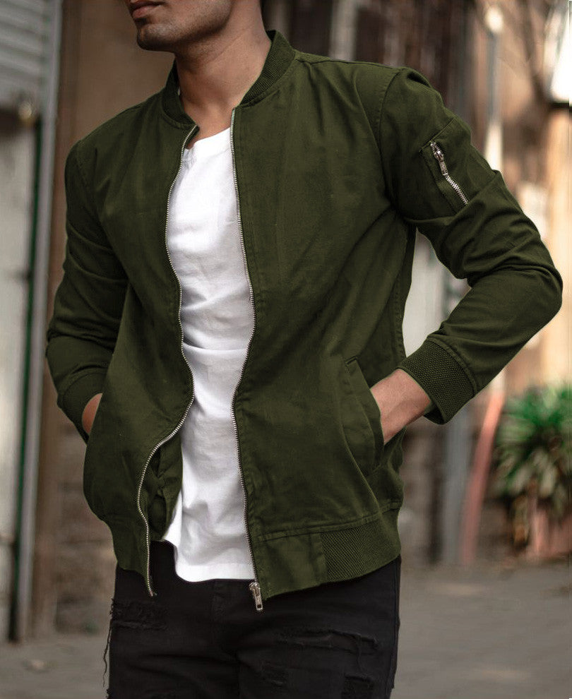 Mens Olive Green Bomber Jacket