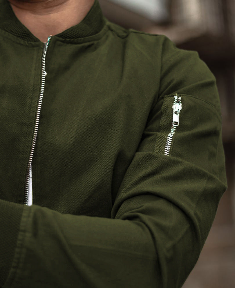 Mens Olive Green Bomber Jacket