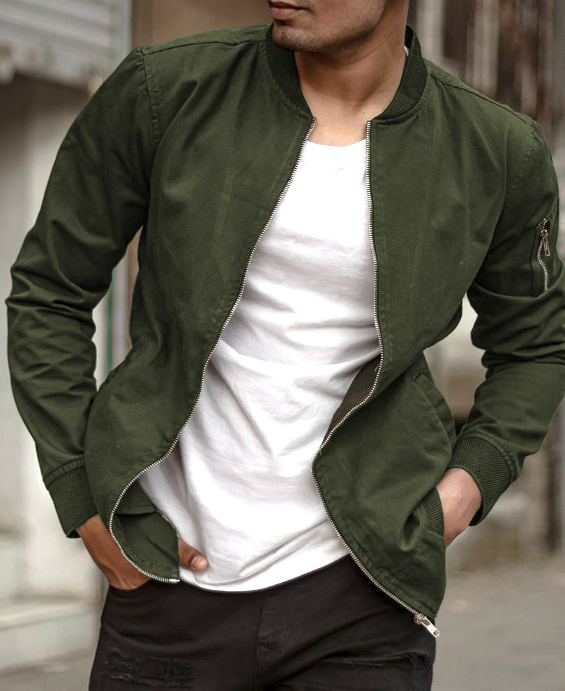 Mens Olive Green Bomber Jacket