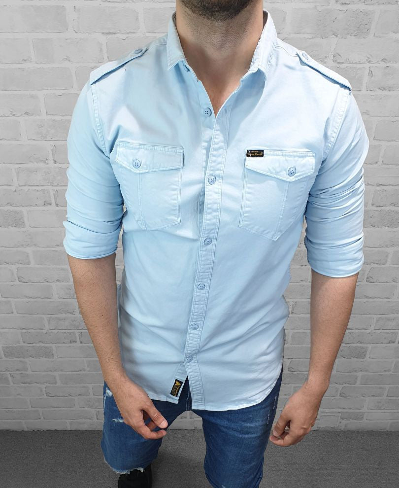 Sky Blue Plain Denim Shirt