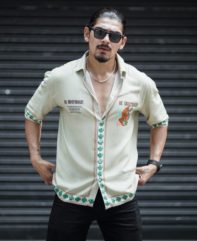 Pista Be Independent Back Print Oversize Drop Shoulder Shirt