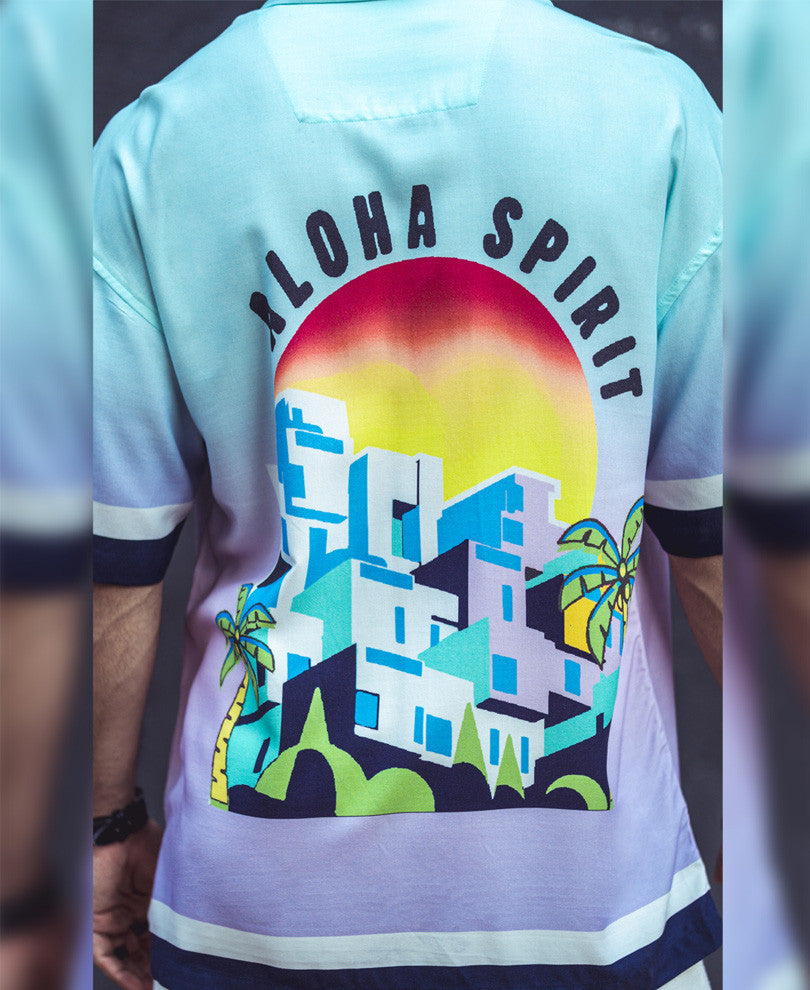 Sea Green Aloha Spirit Print Oversized Shirt
