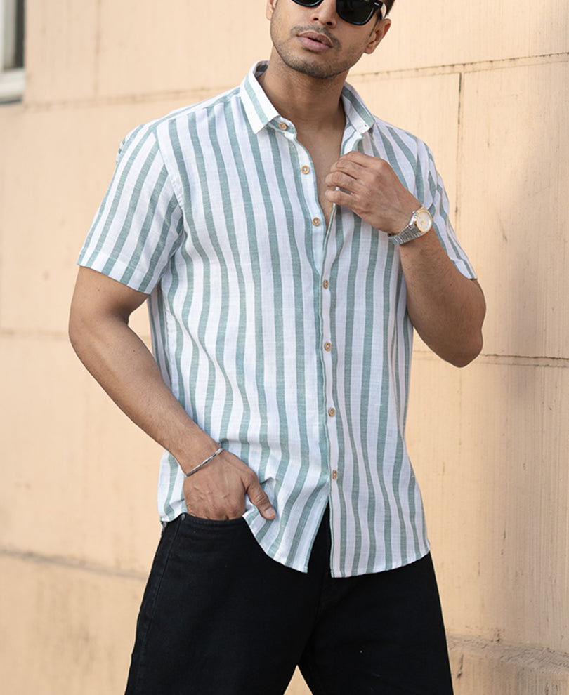 Sage Nautical Stripe Shirt