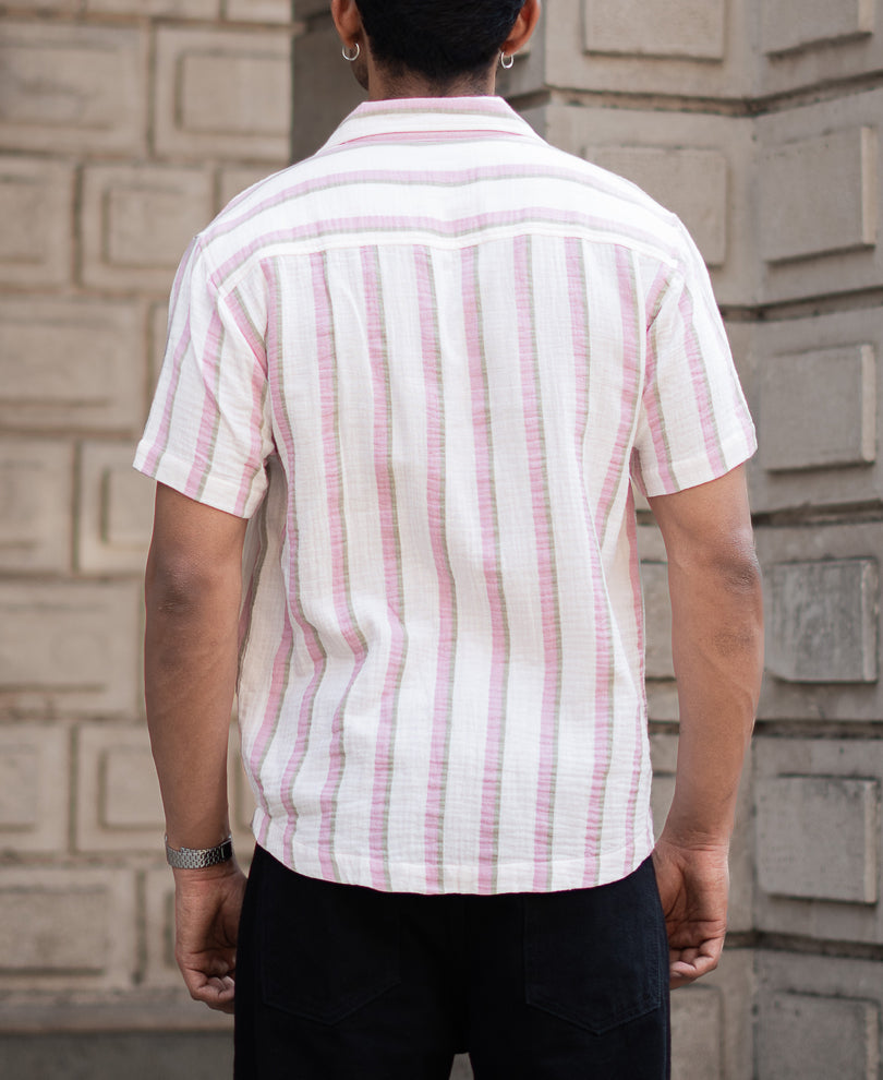 Light Pink Regular Fit Half Sleeves Shirt