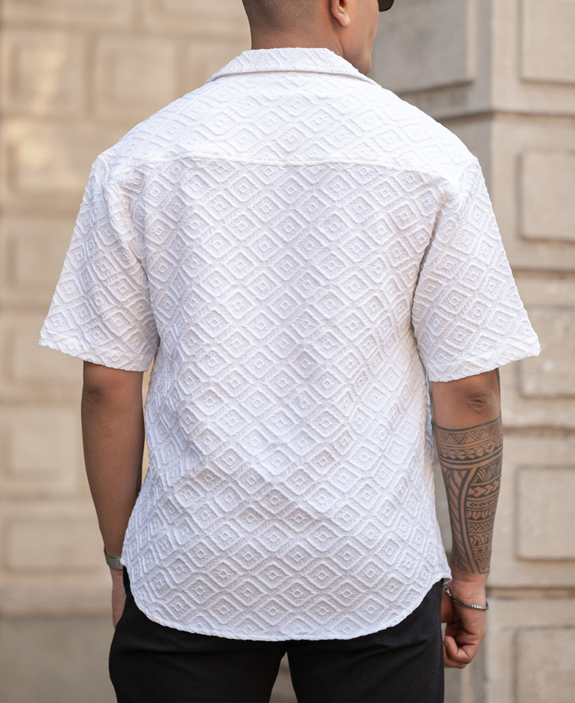 White Structured Cuban Shirt