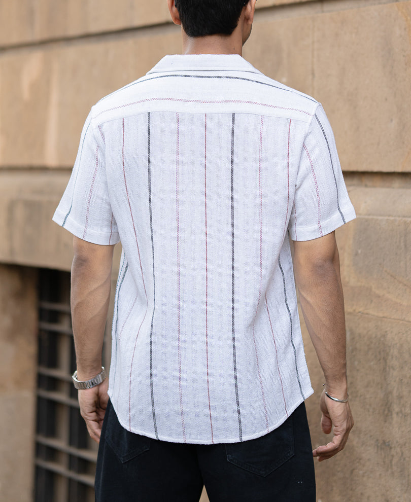 White Structured Stripe Shirt