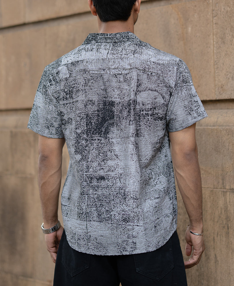 Grey Abstract Print Colour Shirt