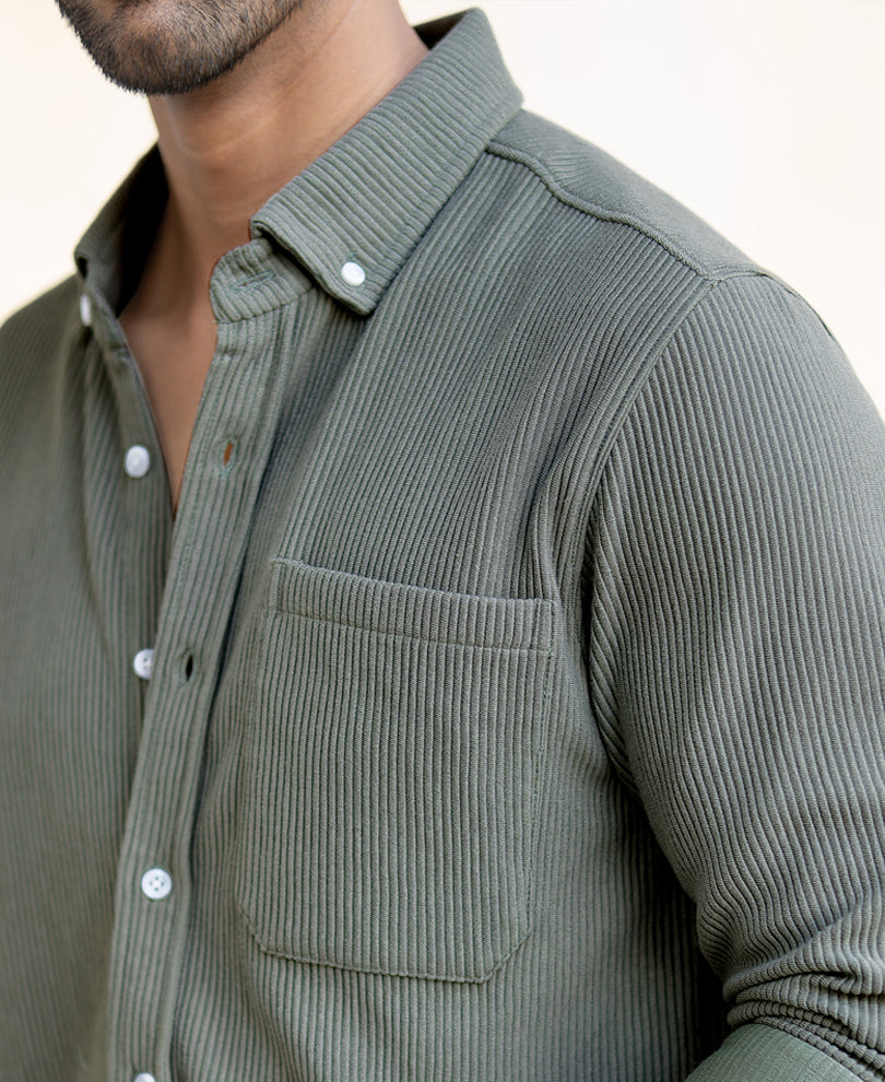 Agave Green Regular Fit Full Sleeves Shirt