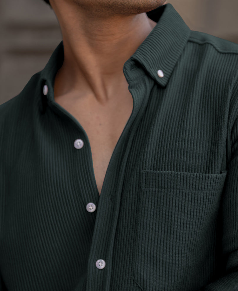 Green Regular Fit Full Sleeves Shirt