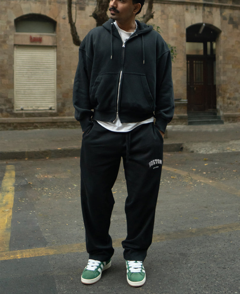 Black Printed Baggy Trackpant