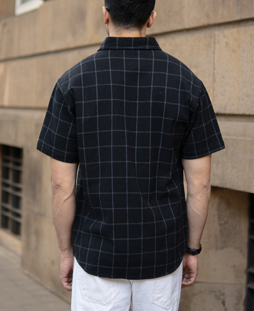 Black Structured Checks Shirt