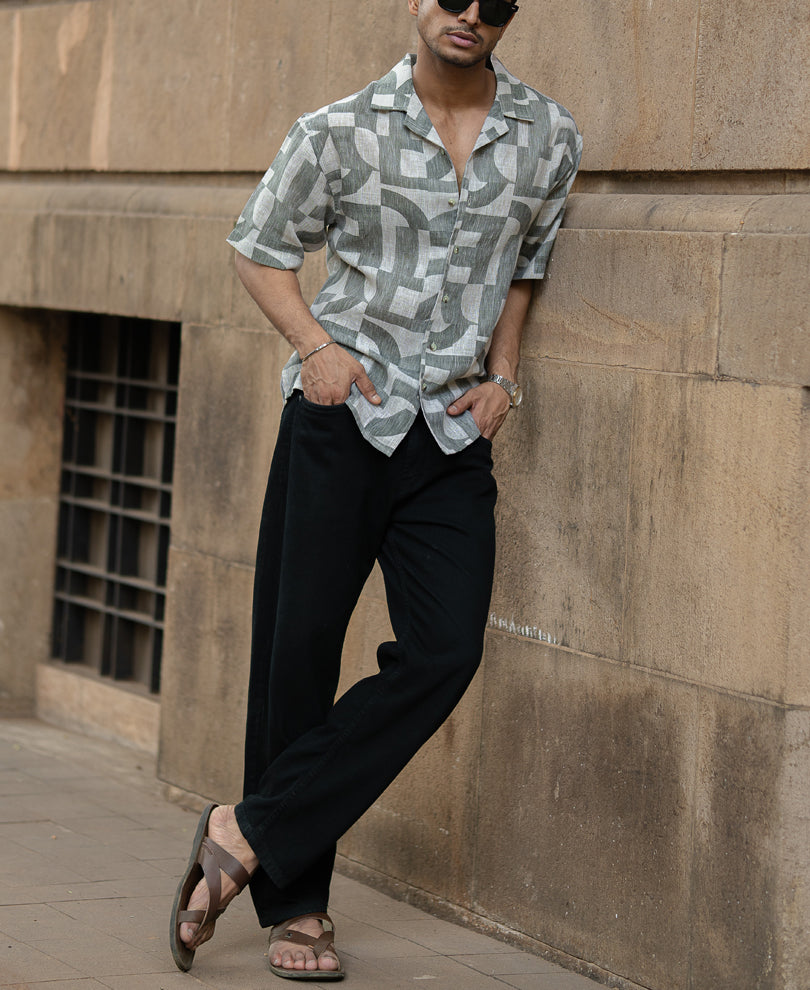 Olive Half Sleeves Oversized Shirt