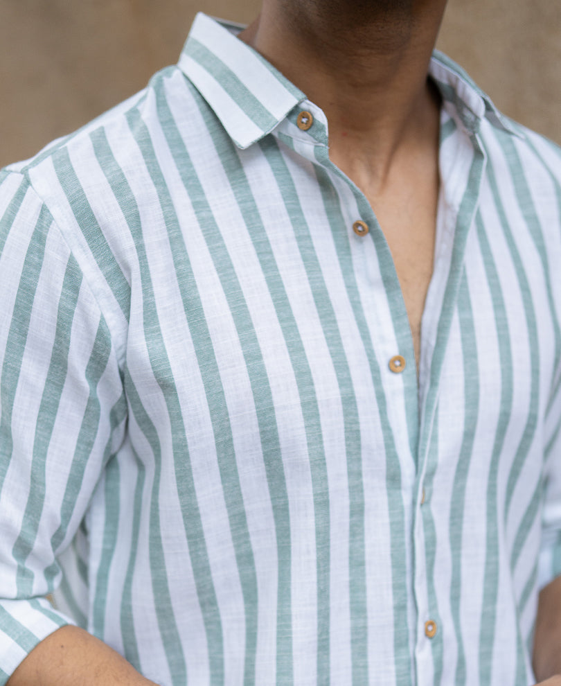Green Broad Stripe Lightweight Shirt