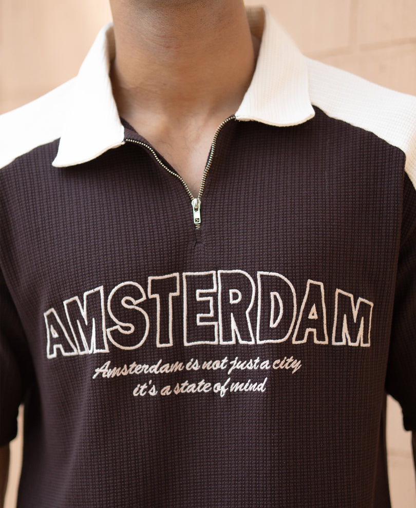 Dark Brown Embroidered T-Shirt