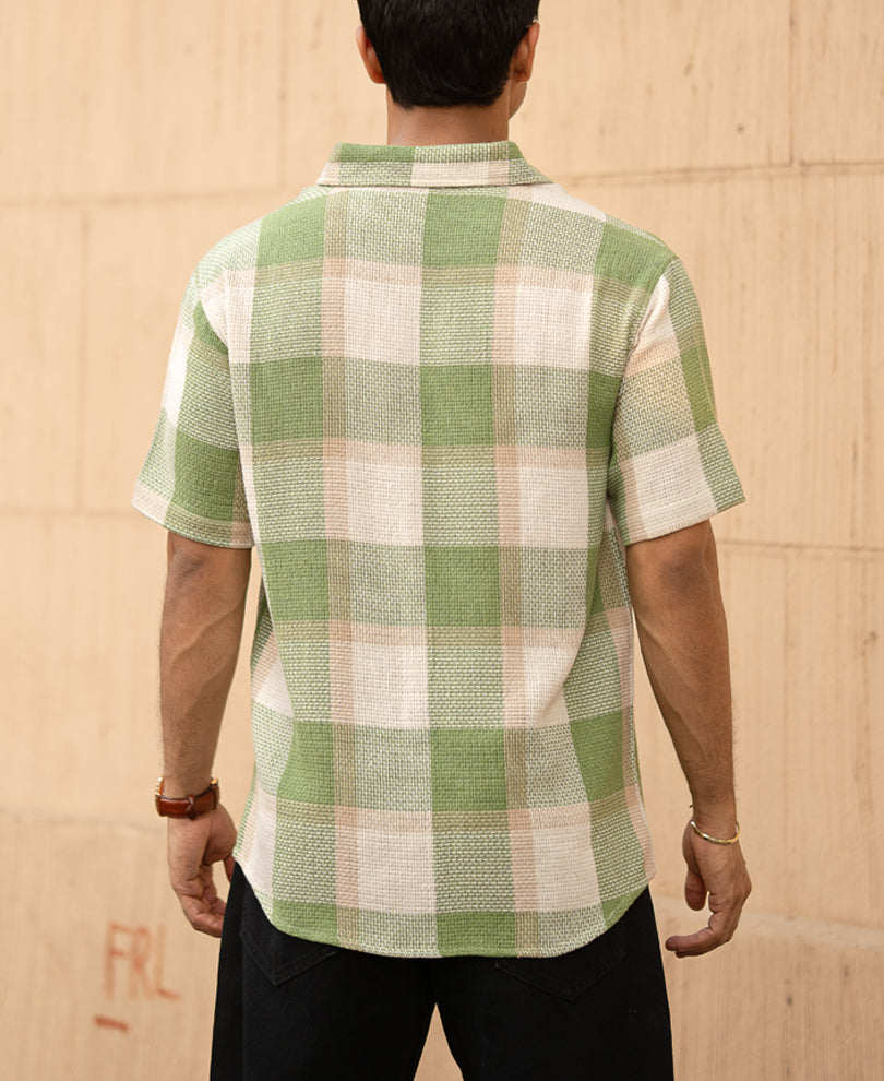 Green Structured Checks Shirt
