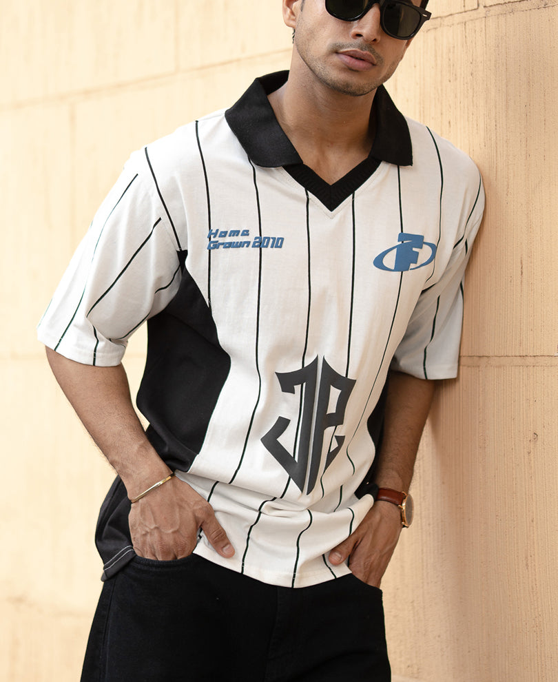 White And Black Panel Print T-Shirt