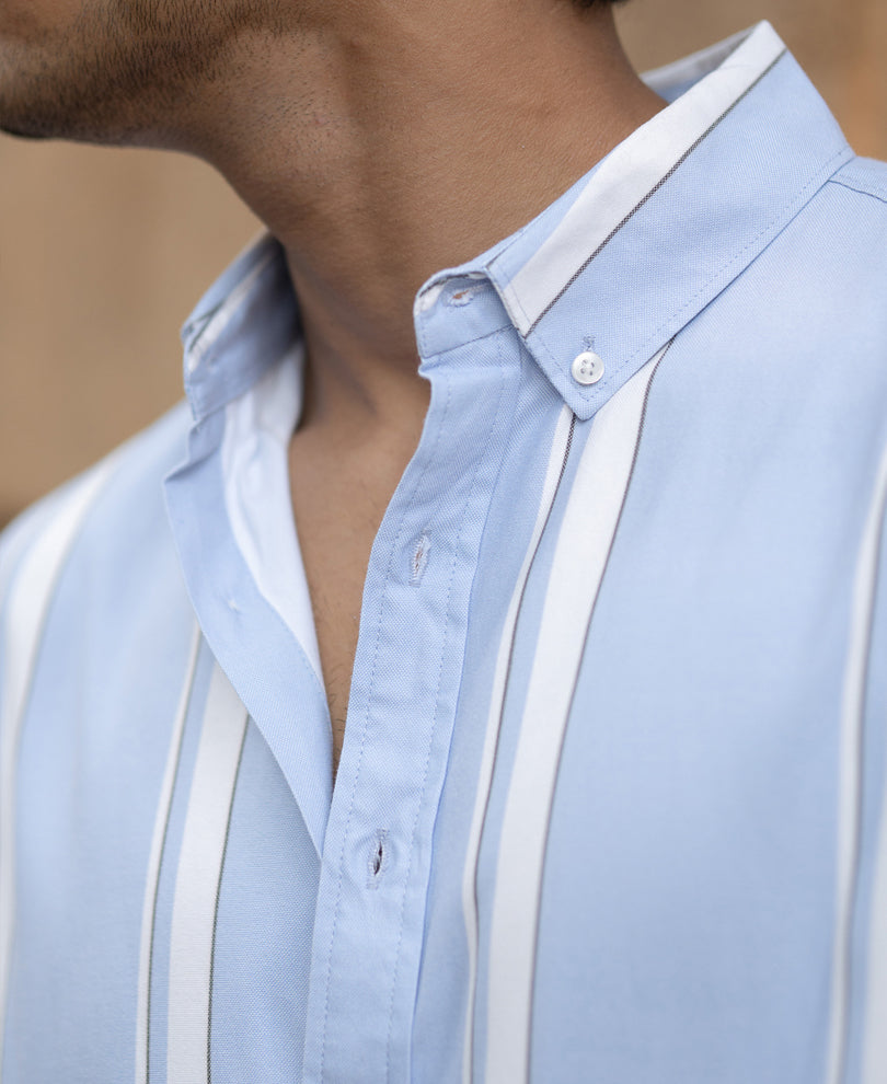 Light Blue Broad Stripe Shirt