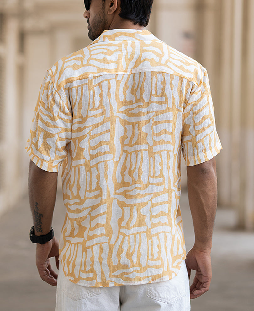 Amber Yellow Abstract Print Shirt