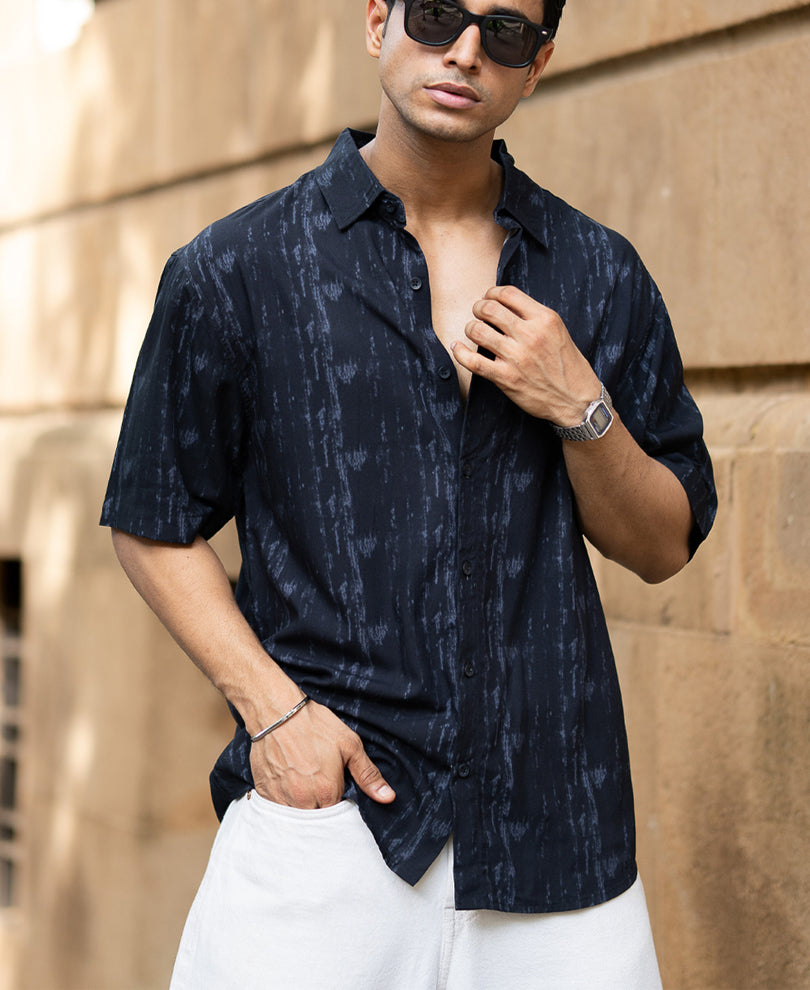 Black Abstract Lightweight Print Shirt