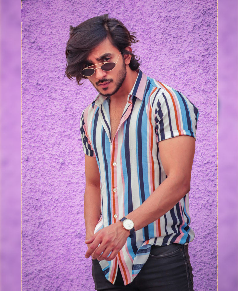 Multi Color Stripes Half Sleeves Shirt
