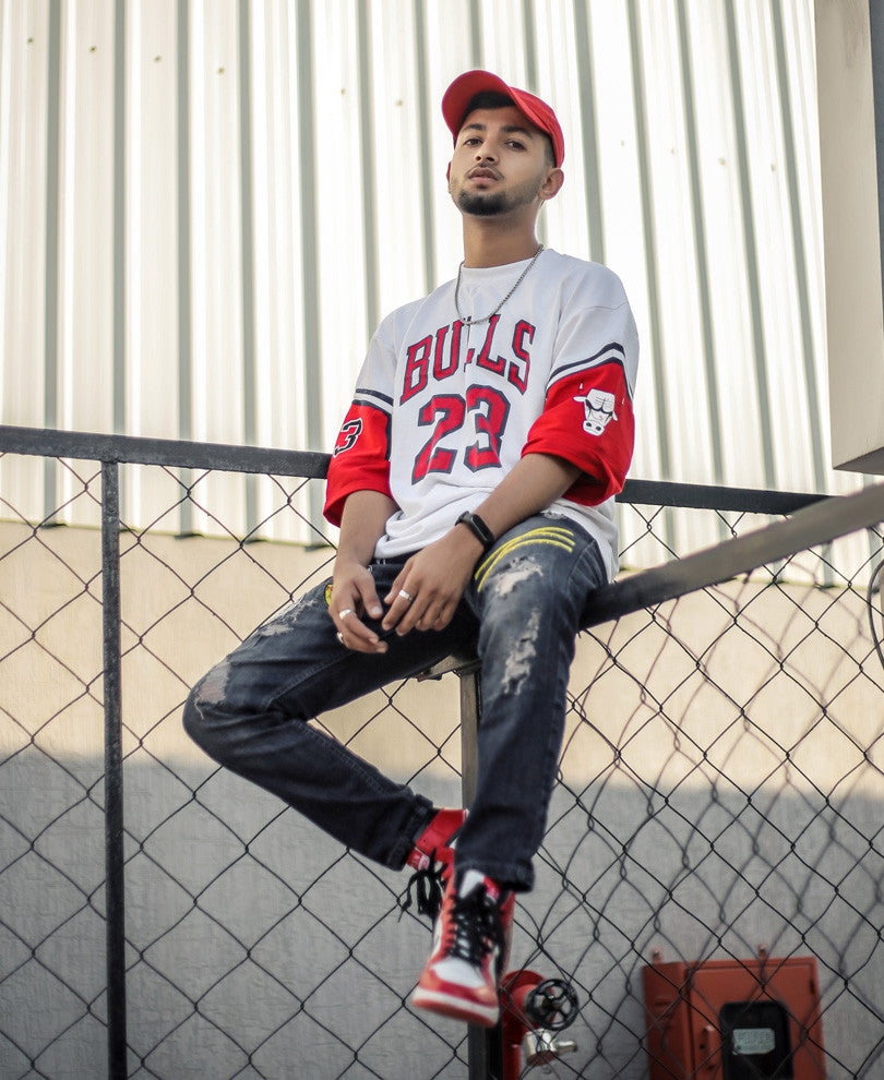 White 23 Bulls Oversize Drop Shoulder T Shirt