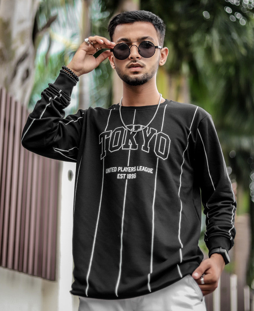 Black Tokyo Print Full Sleeves T Shirt