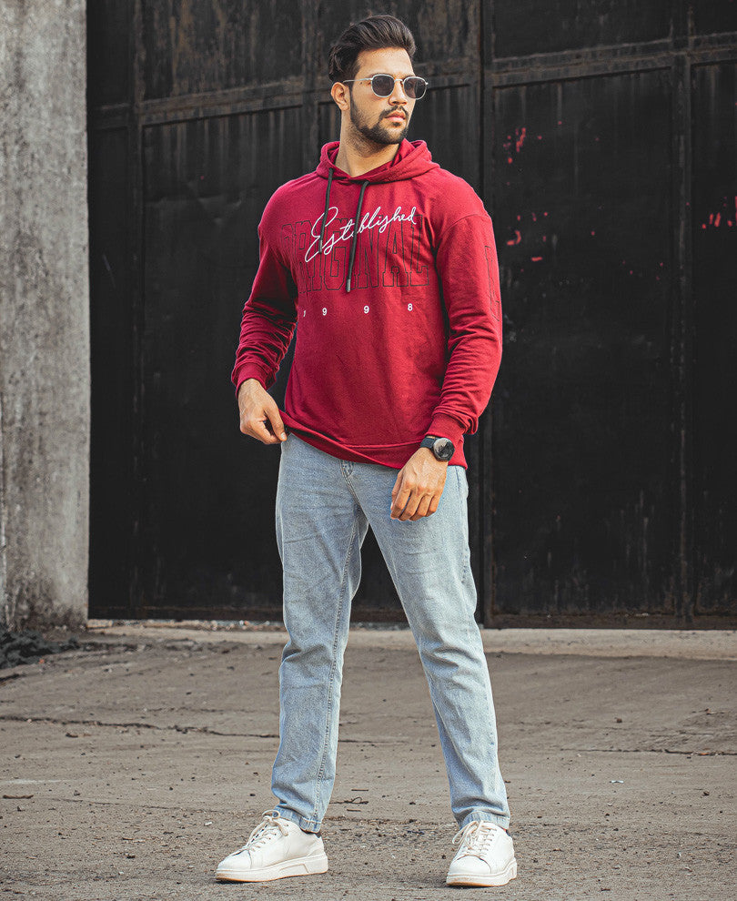Maroon Original Oversize Drop Shoulder Hood T Shirt