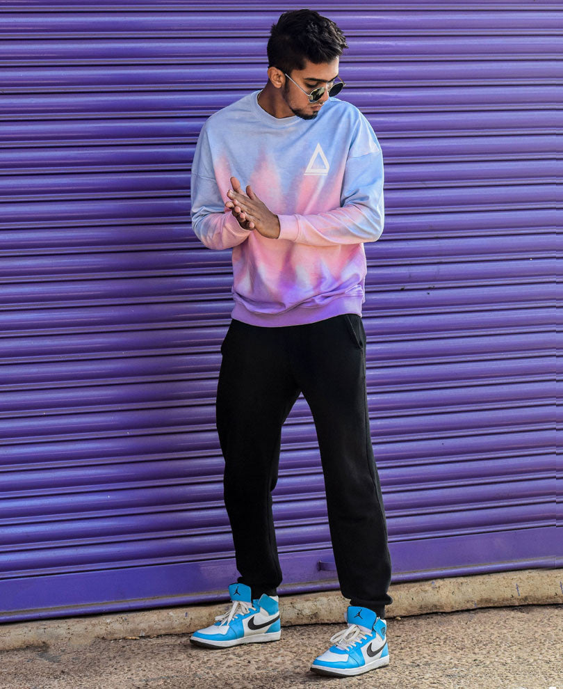 Sky Blue Tie-Dye Print Oversize Drop Shoulder Sweatshirt