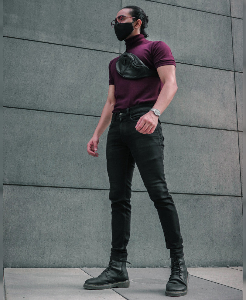 Maroon Plain Polo Neck Half Sleeves T Shirt