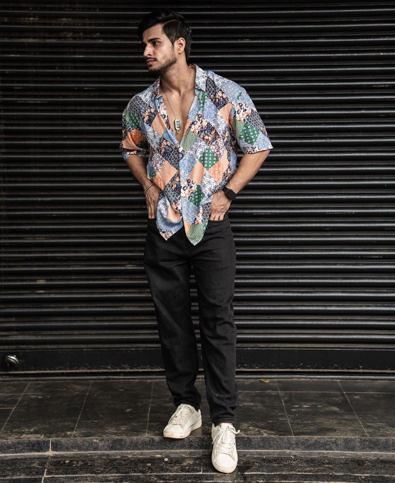 Multi Color Floral Print Oversize Drop Shoulder Shirt