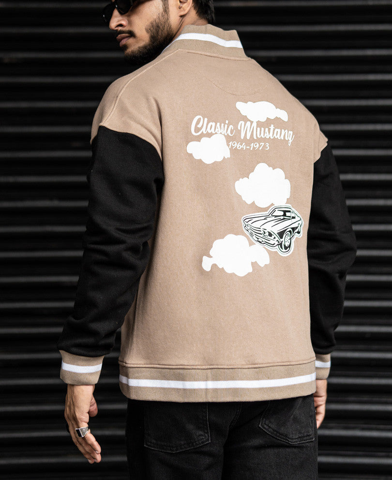 Beige Varsity Oversize Jacket