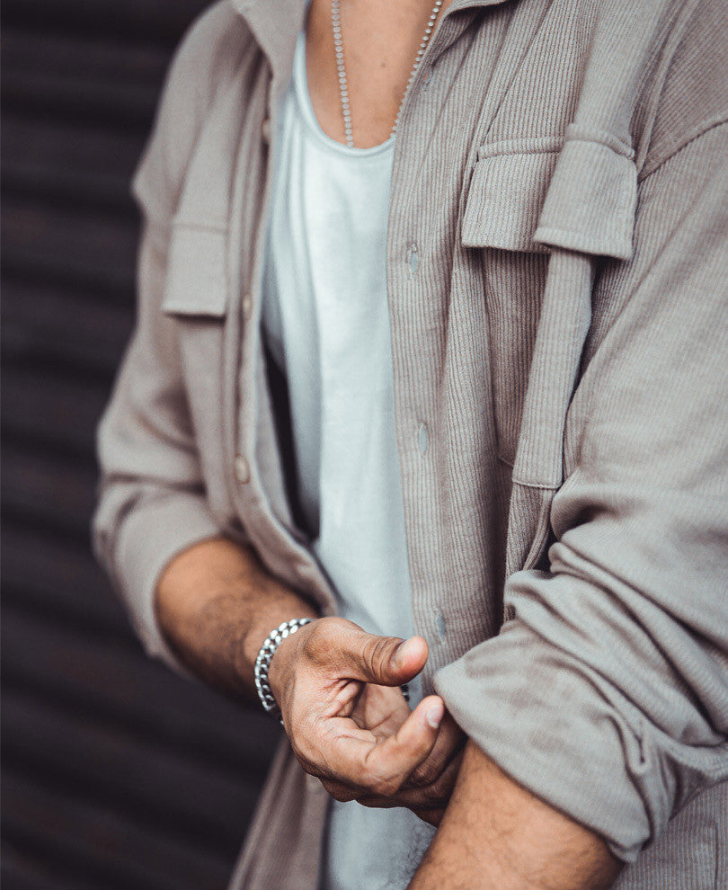 Beige Chest Pocket Oversize Drop Shoulder Shirt