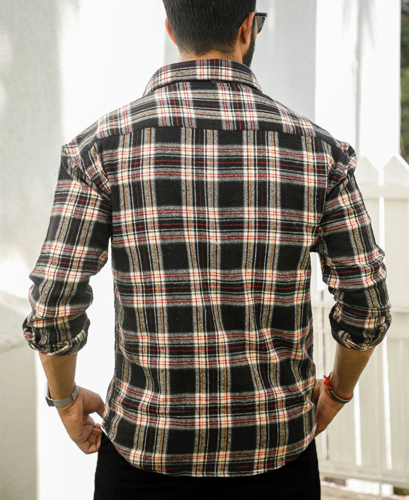 Black And Red Check Oversize Drop Shoulder Shirt