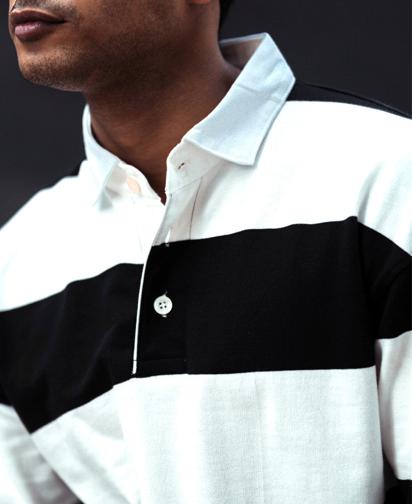 Black And White Striped Oversize Drop Shoulder T Shirt