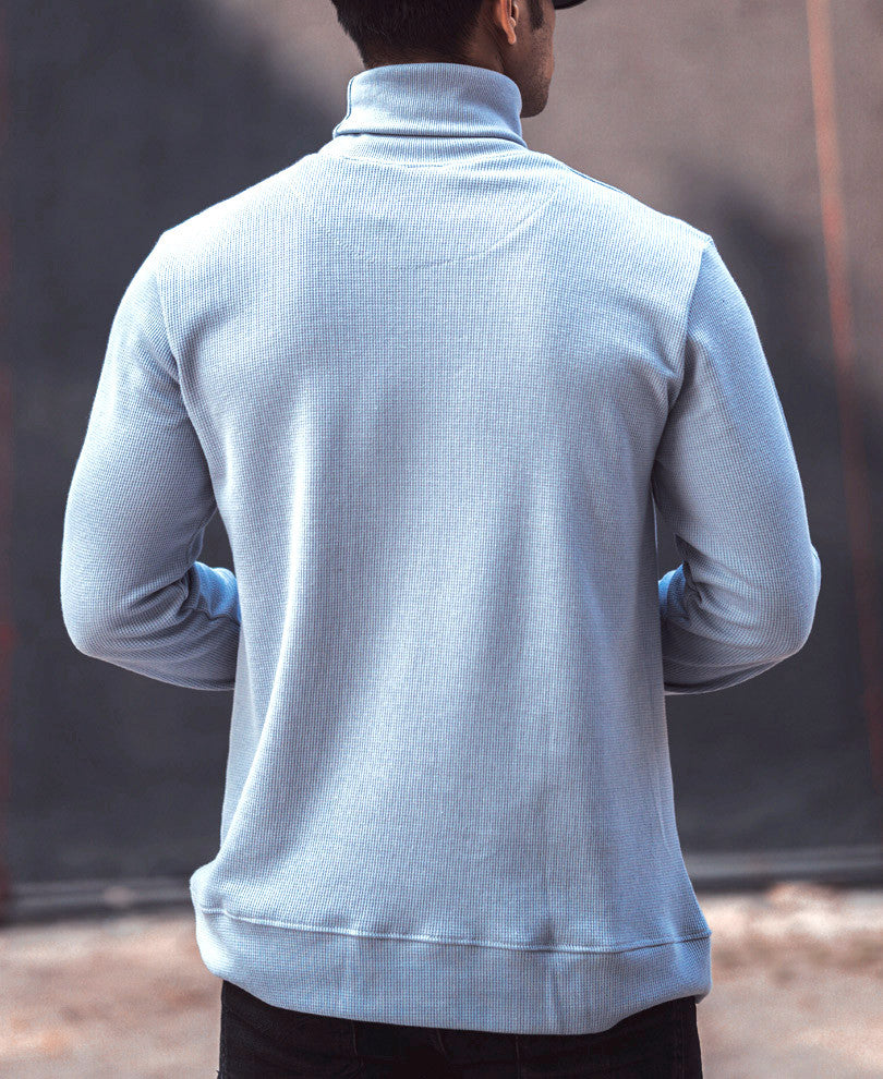 Grey Polo Neck Full Sleeves T Shirt
