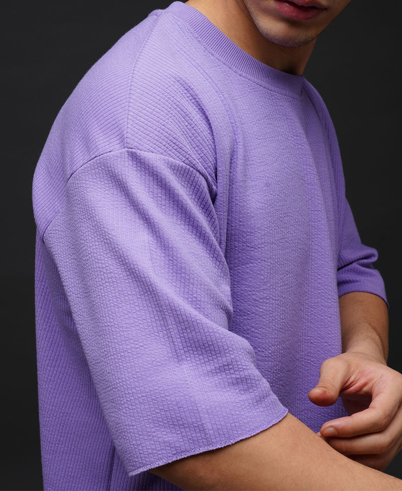 Urban Purple Solid Oversize Drop Shoulder T Shirt