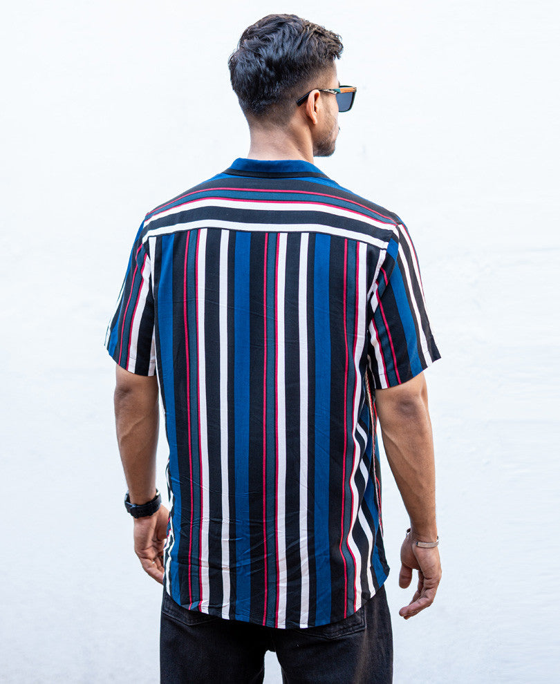 Multi Vertical Striped Half Sleeves Shirt