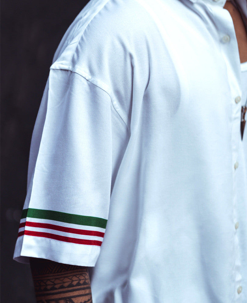 White Sunshine Print Oversize Drop Shoulder Shirt