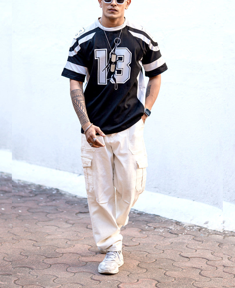 Black 13 Print Oversized T Shirt