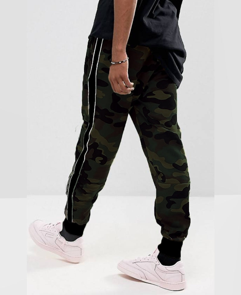 Camouflage Stripes Ribbed Track Pant