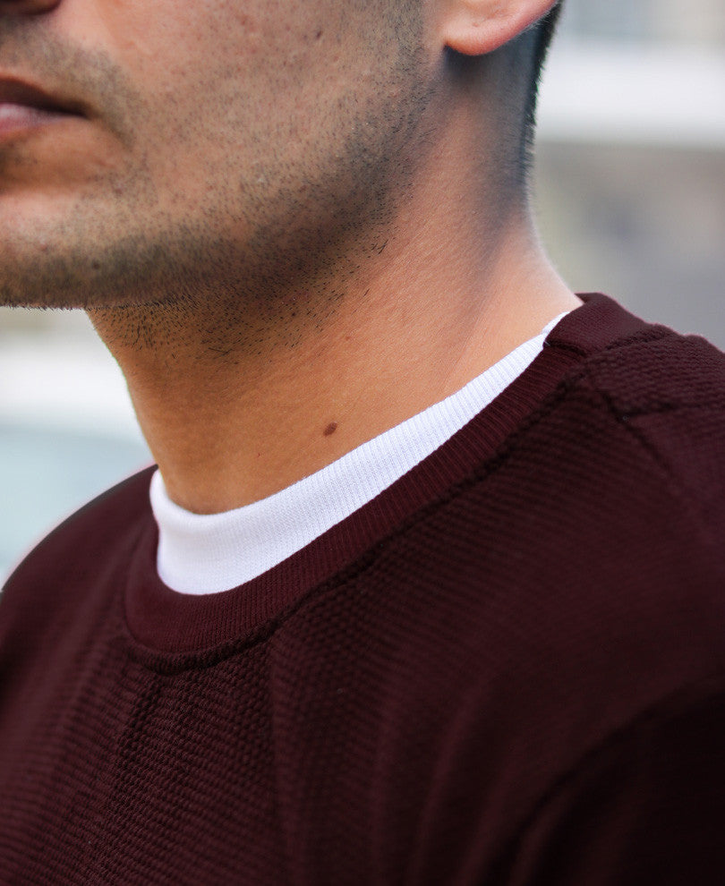 Maroon Double Crew Neck Full Sleeves T Shirt