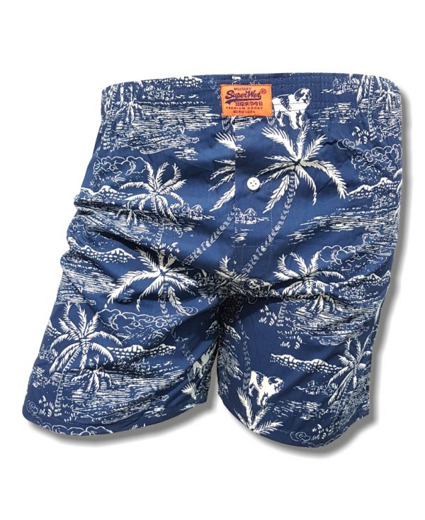 Mens Blue Tree Printed Boxer