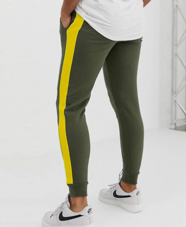 Green And Yellow Stripes Ribbed Track Pant